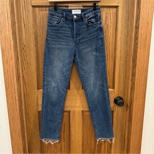 EVEREVE The Ever Straight High Rise Jeans Medium Wash Raw Hem Size 27